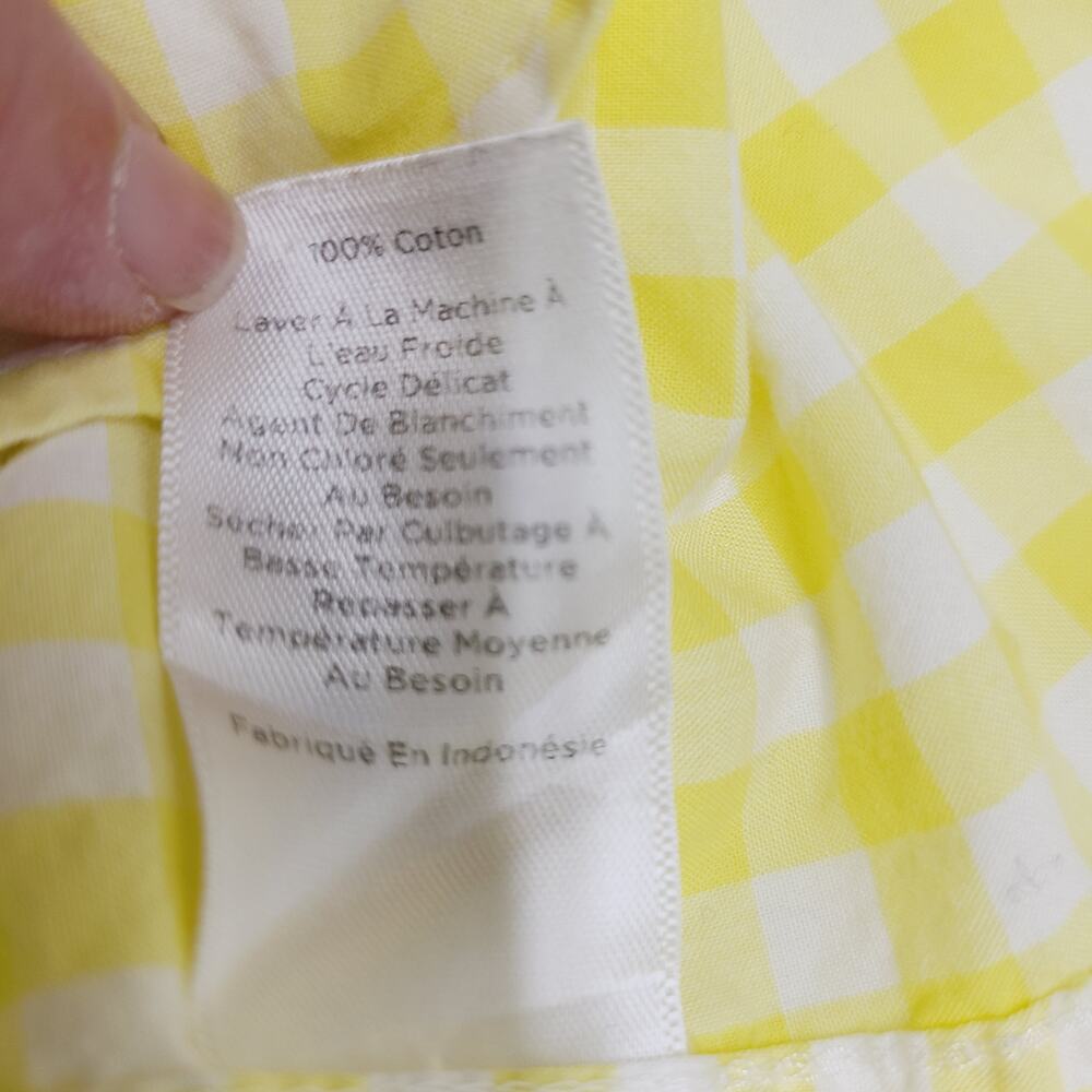 Talbots Yellow Gingham Blouse XLP Cotton Top Petite Plus Button Front Preppy - Picture 9 of 10
